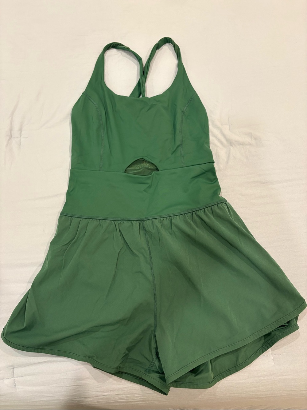 Girls Green Active Romper - Performance Skort-Style Bottoms